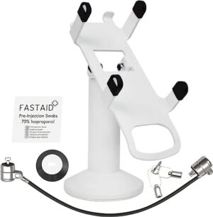 DCCStands Dejavoo Z8 / Dejavoo Z11 7" Swivel and Tilt White Stand with Anti-Theft POS Device Terminal to Stand Security Tether Lock - Fits Dejavoo Z11 HW # v1.3