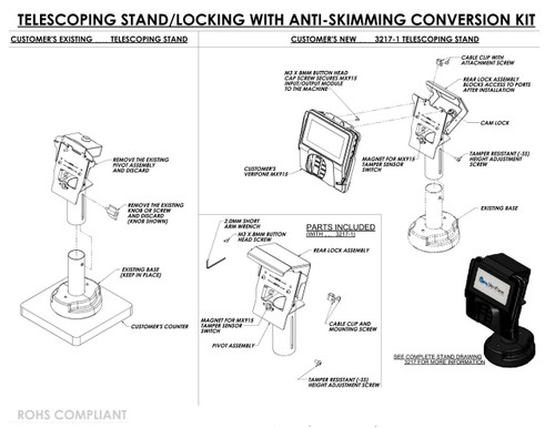 VeriFone MX915 Conversion Kit Telescoping Locking by Swivel Stands