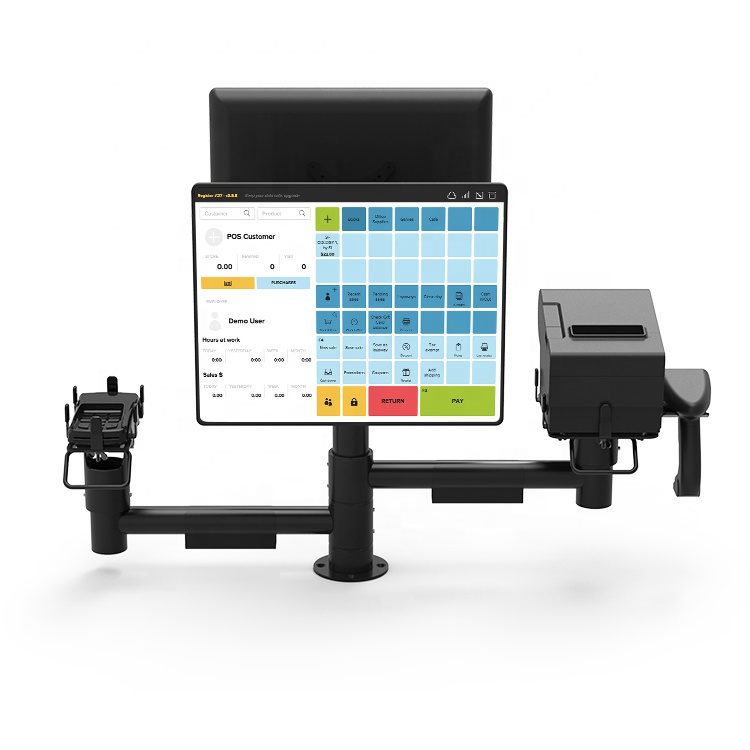 Double Screen Rotate Adjusted Height and Angle Mounting Solutions Service POS Pole Mounting