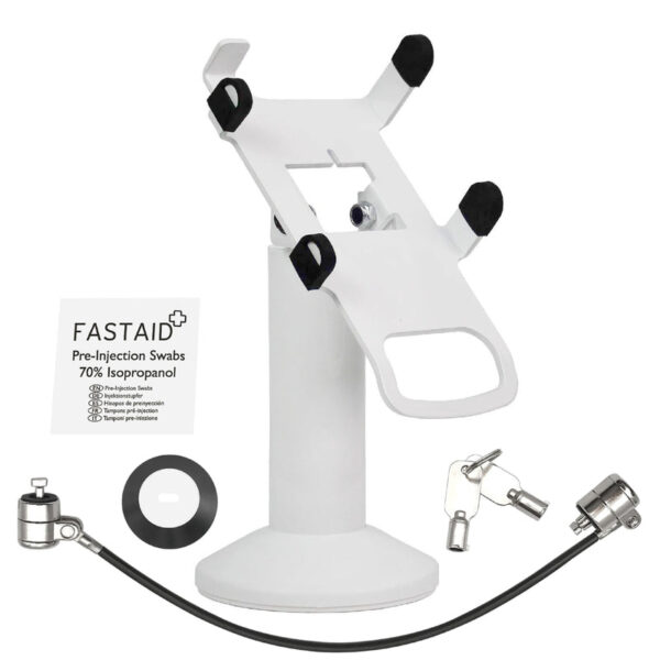 Dejavoo Z3 / Dejavoo Z6 Swivel and Tilt Stand with Device to Stand Security Tether Lock, Two Keys 8" (White) - Fits Dejavoo Z6 HW # v1.3