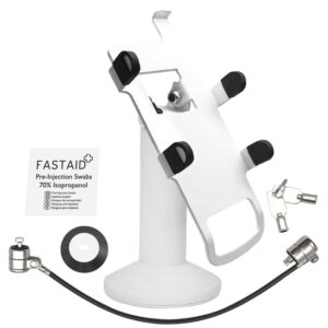 First Data FD35 / First Data FD40 Swivel and Tilt Stand with Device to Stand Security Tether Lock, Two Keys 8" (White)