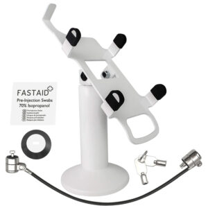 PAX A920 / PAX A920 Pro Swivel and Tilt Stand with Device to Stand Security Tether Lock, Two Keys 8" (White)