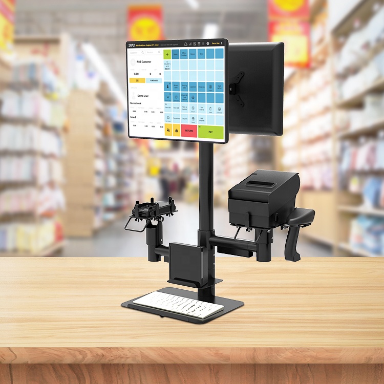 Metal Display POS Stand Anti-Theft Pole Mount Tablet for Printer Card Reader Scanner Holder