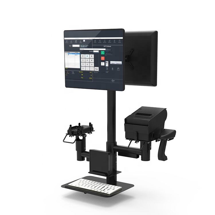 Pos-Dual-Screen-POS-Pole-Mounts-Solution.jpg Pos Dual Screen POS Pole Mounts Solution Desktop Pole Mount Solution Monitor Stand for Pos