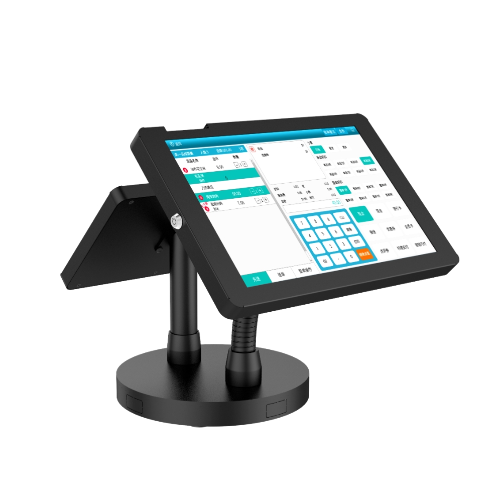 Restaurant-Dual-Pos-Stand-Holder-Desktop-Checkout.jpeg Restaurant Dual Pos Stand Holder Desktop Checkout Counter Stand for Tablets Pos Stand