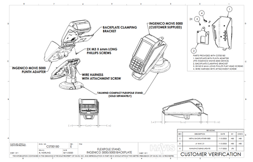 Ingenico MOVE 3000/5000 Metal Tailwind Backplate Only