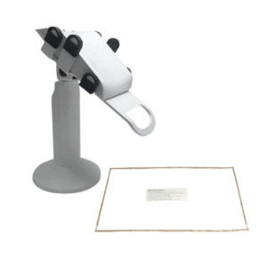Clover Flex Screw Mounted Swivel and Tilt Stand with Charging Base and Screen Protector Bundle (White) for C410U POS